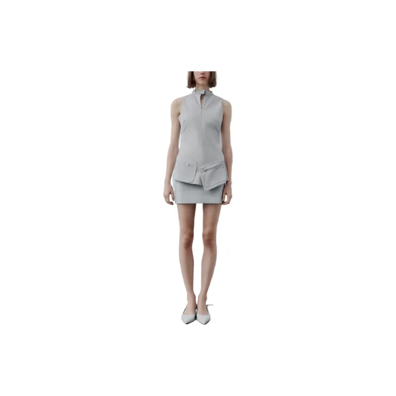 ZARA Sleeveless Dress Women's Beige-2