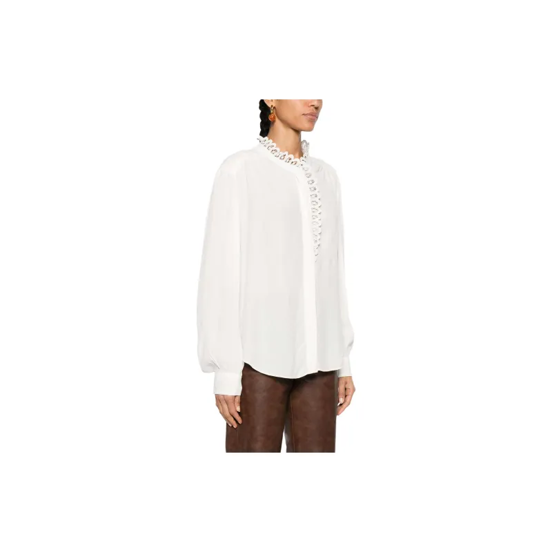 ISABEL MARANT ETOILE Estela Broderie Anglaise Trim Buttoned Shirt-3