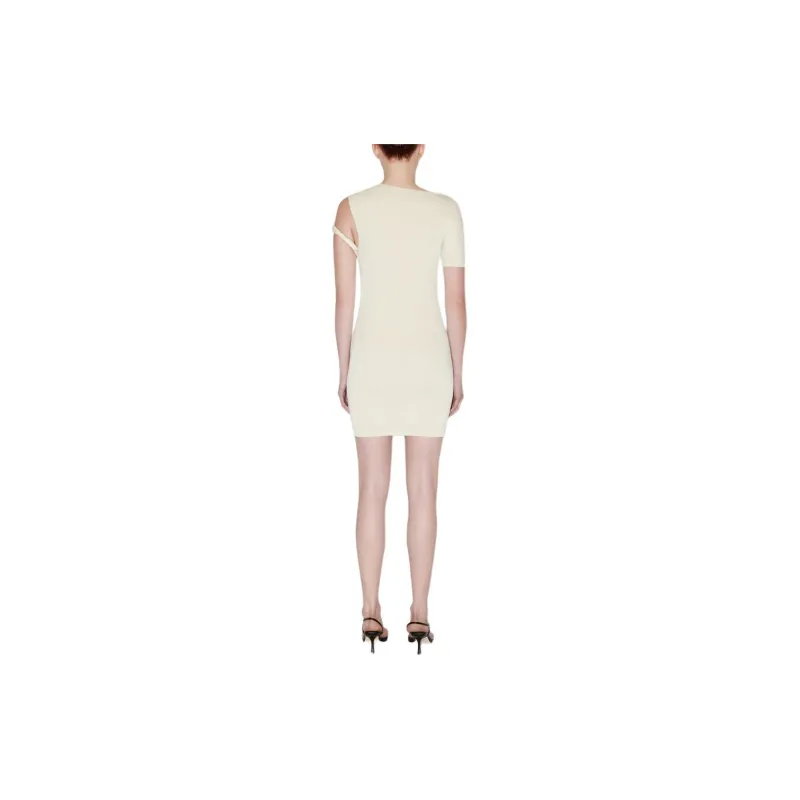 Khy DROP 004 Sueded Stretch Twist Mini Dress Short Sleeved Dress Women's Stone/Stone Color-2