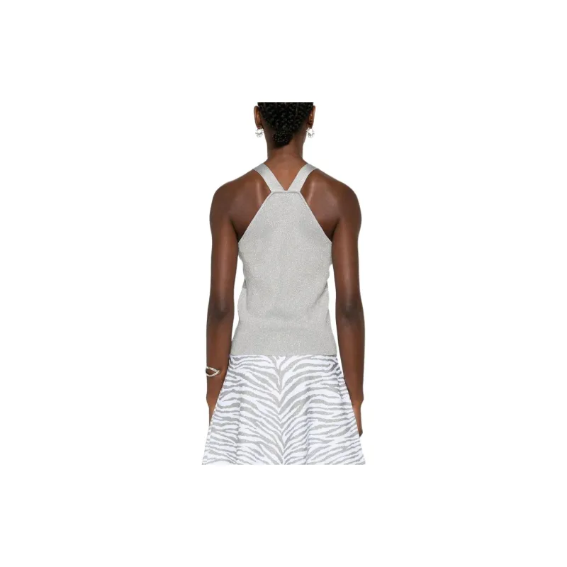 MICHAEL KORS Metallic Knit Cut-Out Tank Top-2
