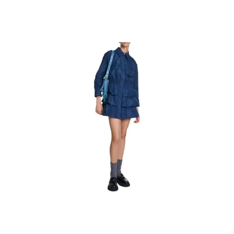 Maje Long Sleeved Dress Women's Dark Blue-1