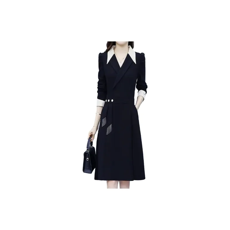Mapping Long Sleeved Dresses Women's Black-3