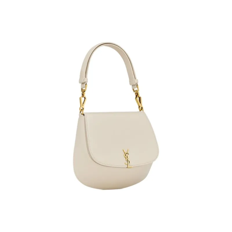 SAINT LAURENT Nolan Calfskin Handbag, Shoulder Bag Women's Vintage White-1