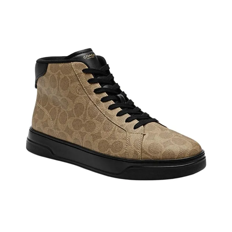 COACH Highline High Top Skateboard Shoes Men's Khaki-2