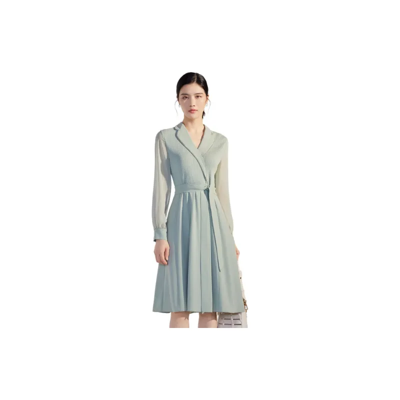 BBLLUUEE Long Sleeved Dress Women's Avocado Green-1