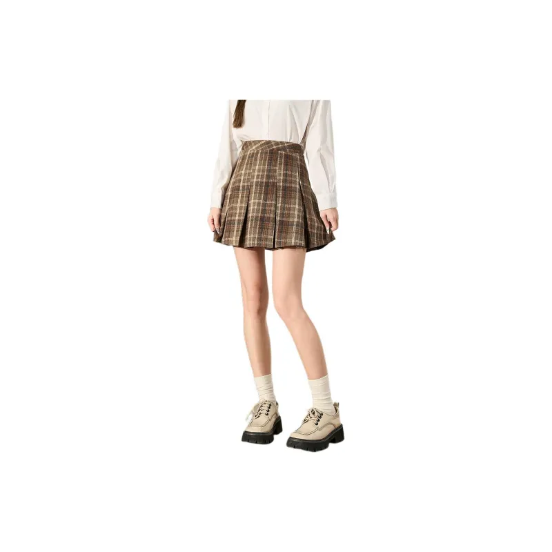Tonlion Casual Short Skirts Women's Light Brown-1