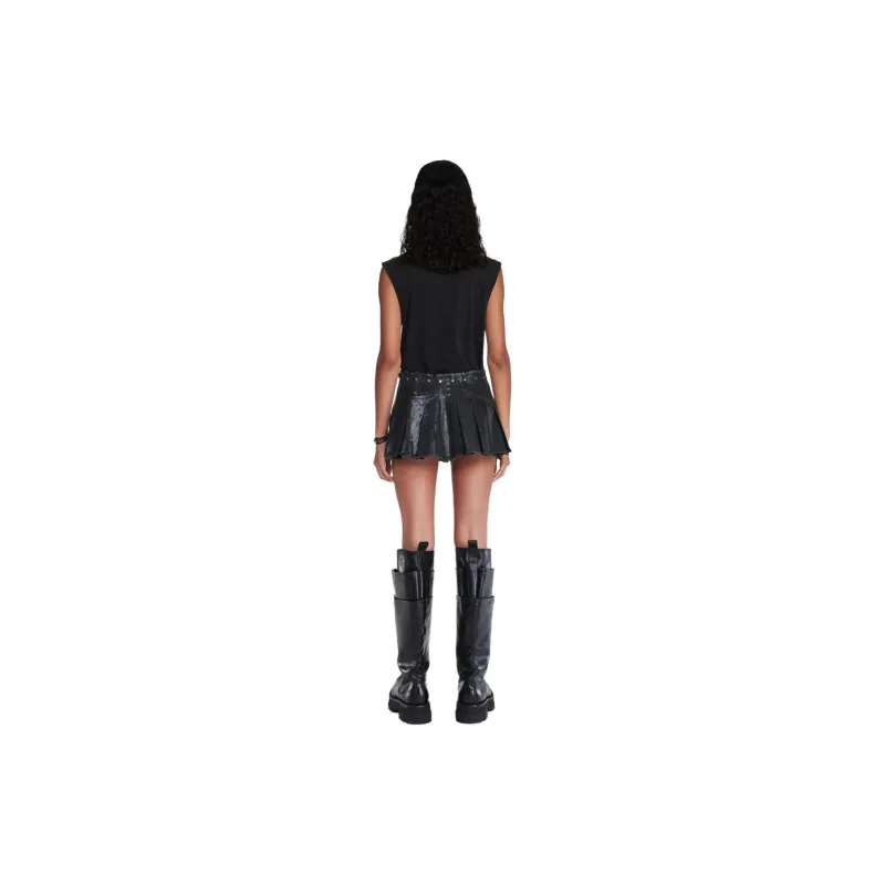 DION LEE SS24 LAMINATED PLEAT MINI SKIRT Denim Short Skirts Women's BLACK/Black-1