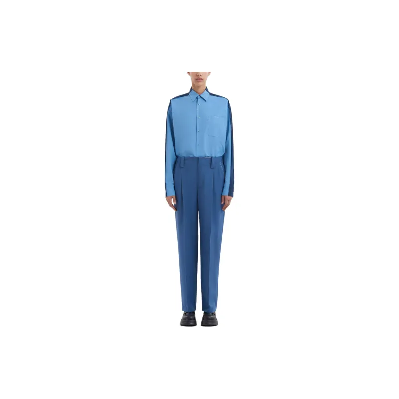 MARNI Embroidered logo Virgin Wool Trousers-1