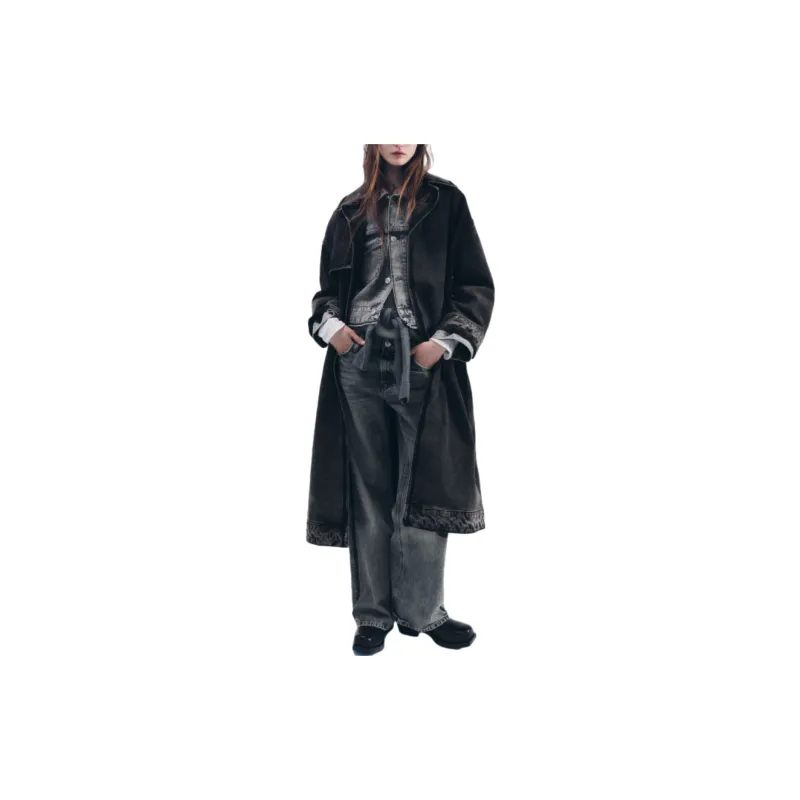 ZARA Trench Coats Women's Black-2