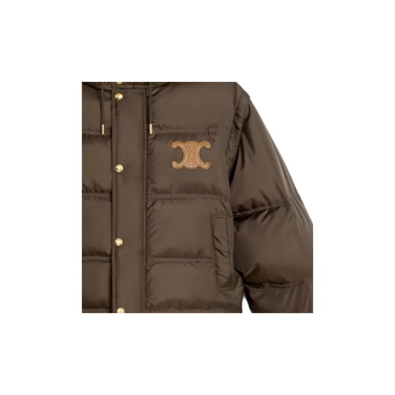 CELINE Triomphe Cropped Down Jacket In Lightweight Nylon-8