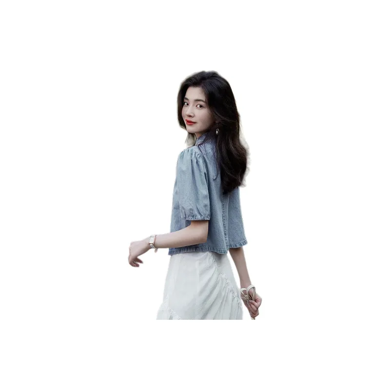 【dme】 Shirt Women's Light Denim Blue-4