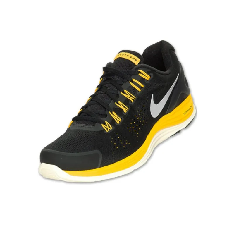 Nike Lunarglide 4 Durable Breathable Low-Top Running Shoes Unisex Black Yellow-2