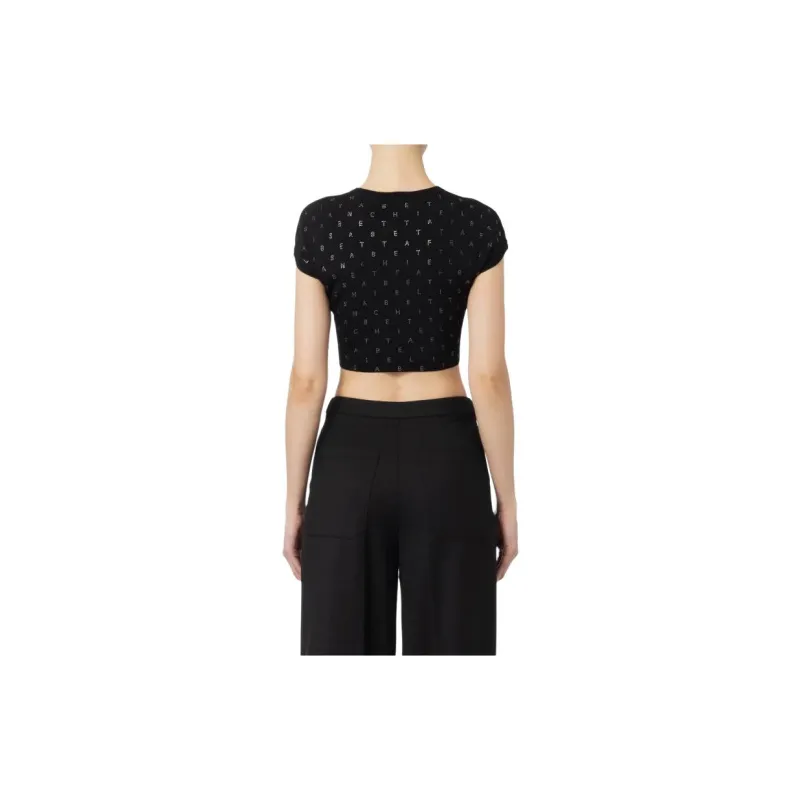 Elisabetta Franchi Logo Lettering Embellished Cropped Top-4