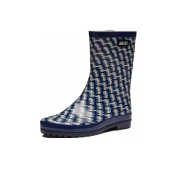 AIGLE Eliosa Water-Resistant Wear-Resistant Slip-Resistant Rain Boots Women's White Blue