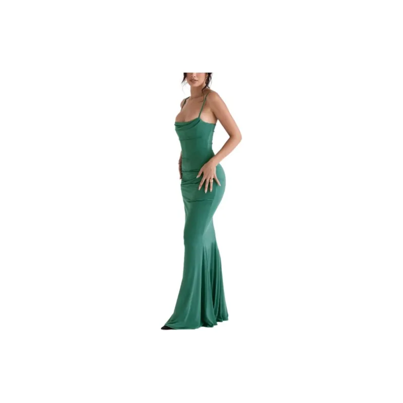 HOUSE OF CB Slip Dress Women's Forest Green-4