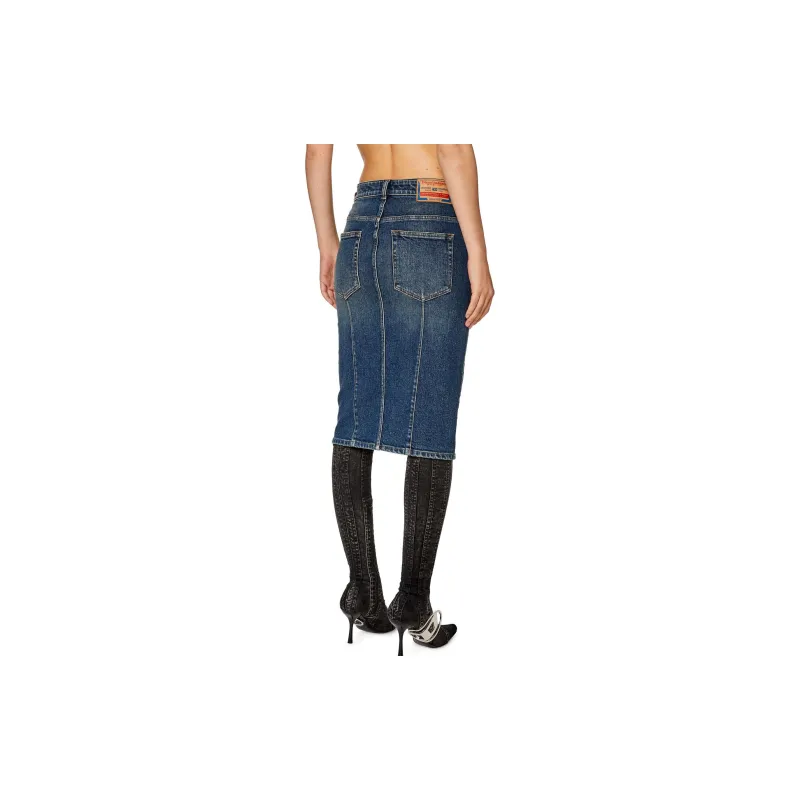 DIESEL Denim Long Skirts Women's Dark Denim Blue-2