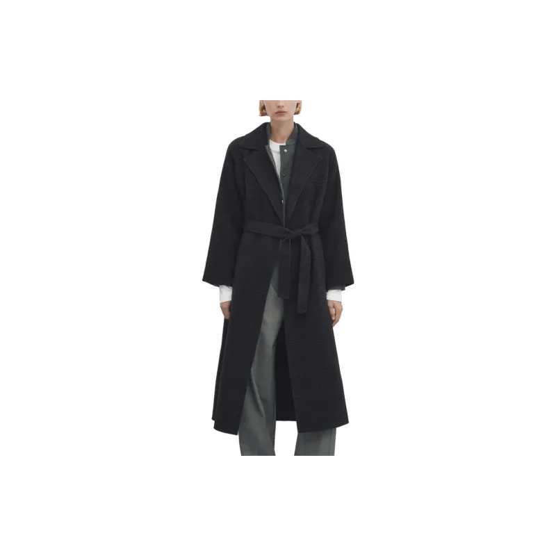 Massimo Dutti Coats Women's Pitch Black Gray-2