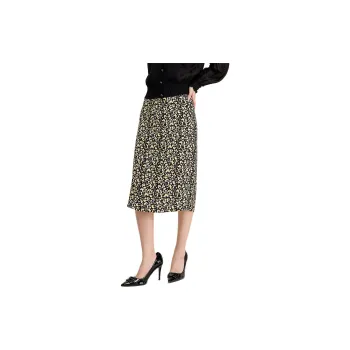Hopeshow Casual Long Skirt Women's Black With Butterfly Flower