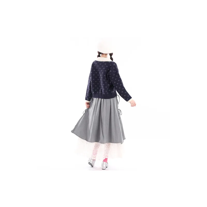 ZVJH Skirt Set Women's Navy Blue-2