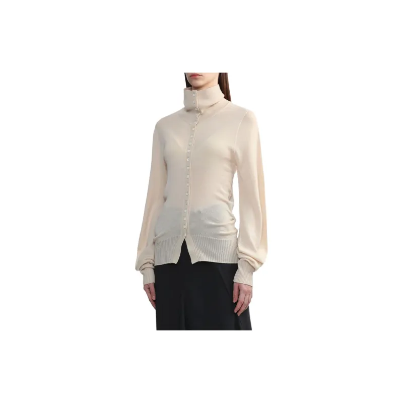 LOW CLASSIC High-neck Wool Cardigan-4