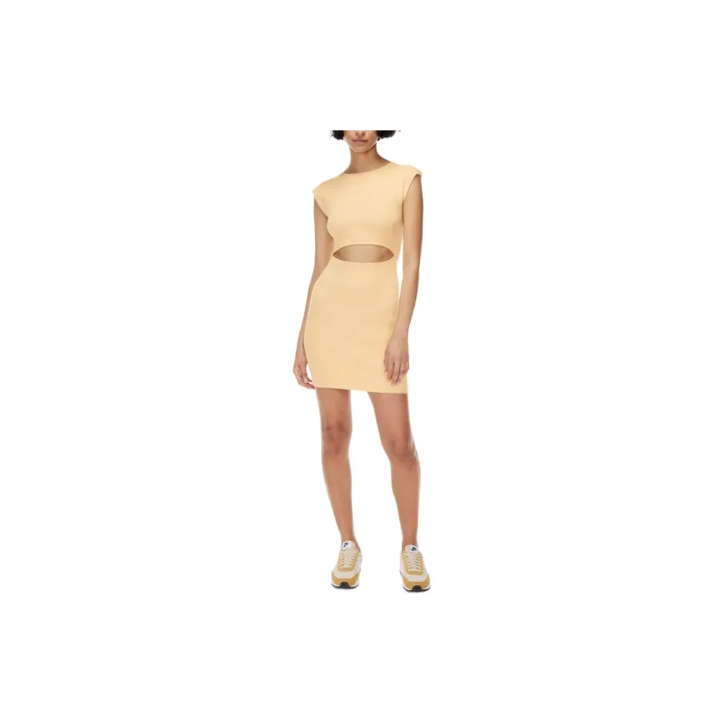 ARITZIA Wilfred Free Cut-Out Knit Mini Dress Short-Sleeved Dresses Women's Sunfaded Apricot-2