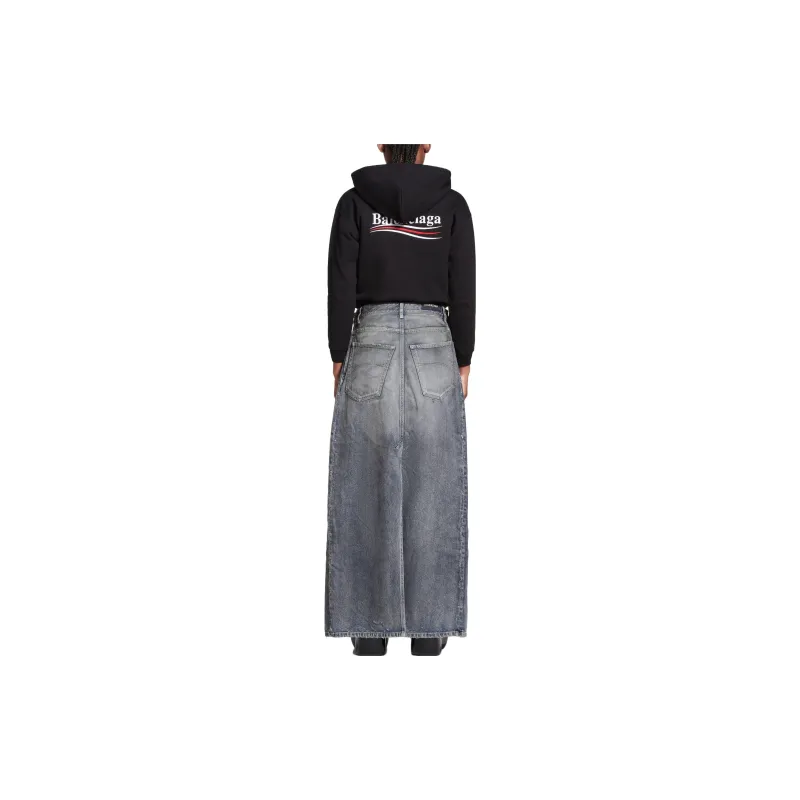Balenciaga FW23 Apron Pants Skirt Denim Long Skirt Regular Fit Women's Blue-3