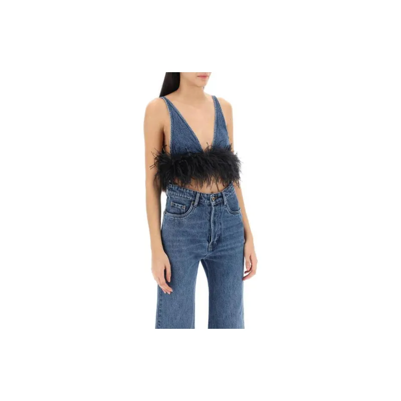 MIU MIU Denim Cropped Top-2