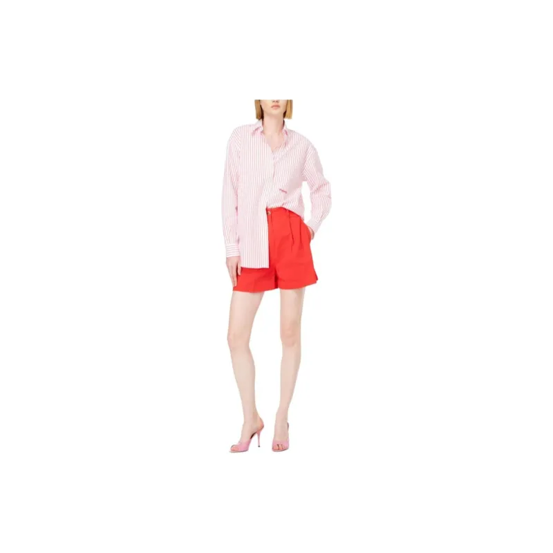 PINKO SS24 Striped Seersucker Shirt Women's Red-2