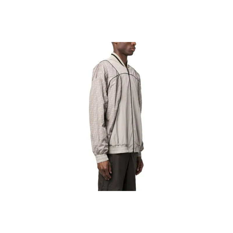 FENDI Logo Printed Zip Up Jacket-4