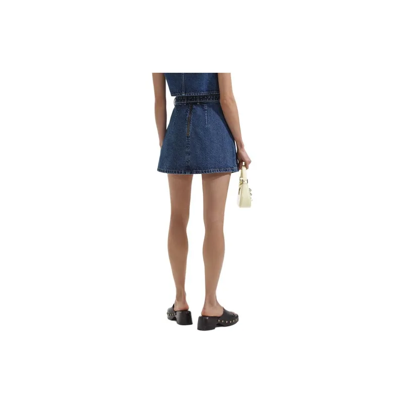 Self portrait Denim Short Skirts Women's Denim Blue-2