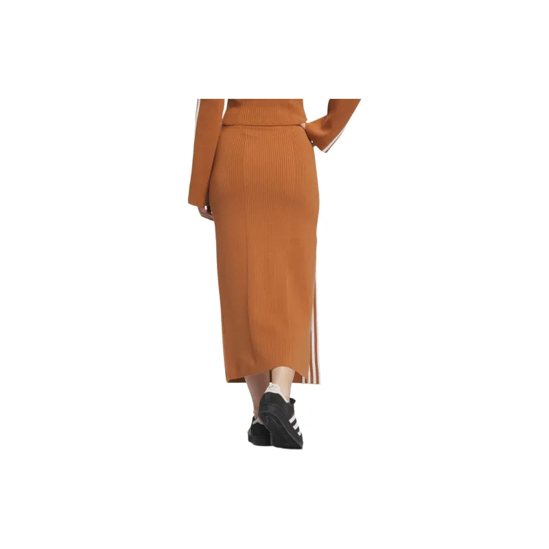Adidas Originals Premium Knit Skirt Knit Long Skirts Women's Wild Brown-3
