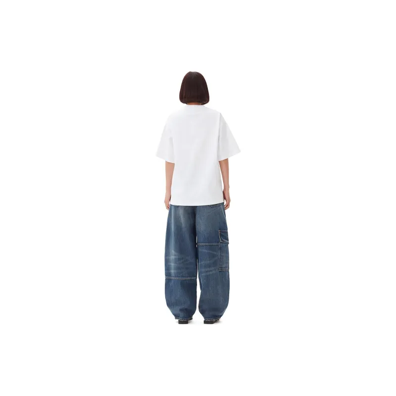 GANNI Logo Embroidered Crewneck T Shirt-2