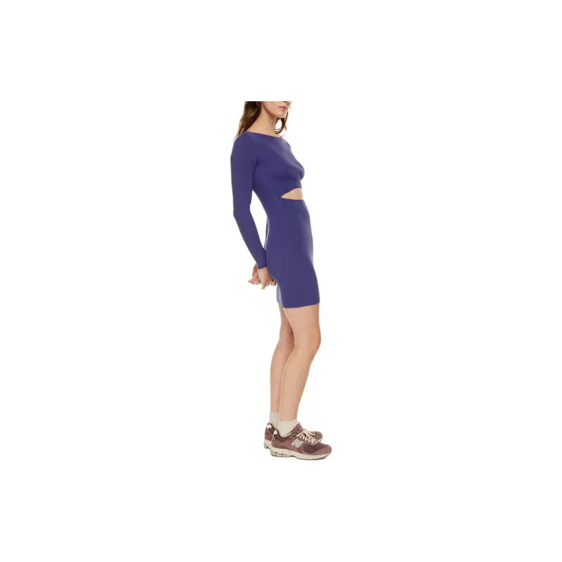 ARITZIA Wilfred Free Cut-Out Knit Longsleeve Mini Dress Long-Sleeved Dresses Women's Deep Violet-3
