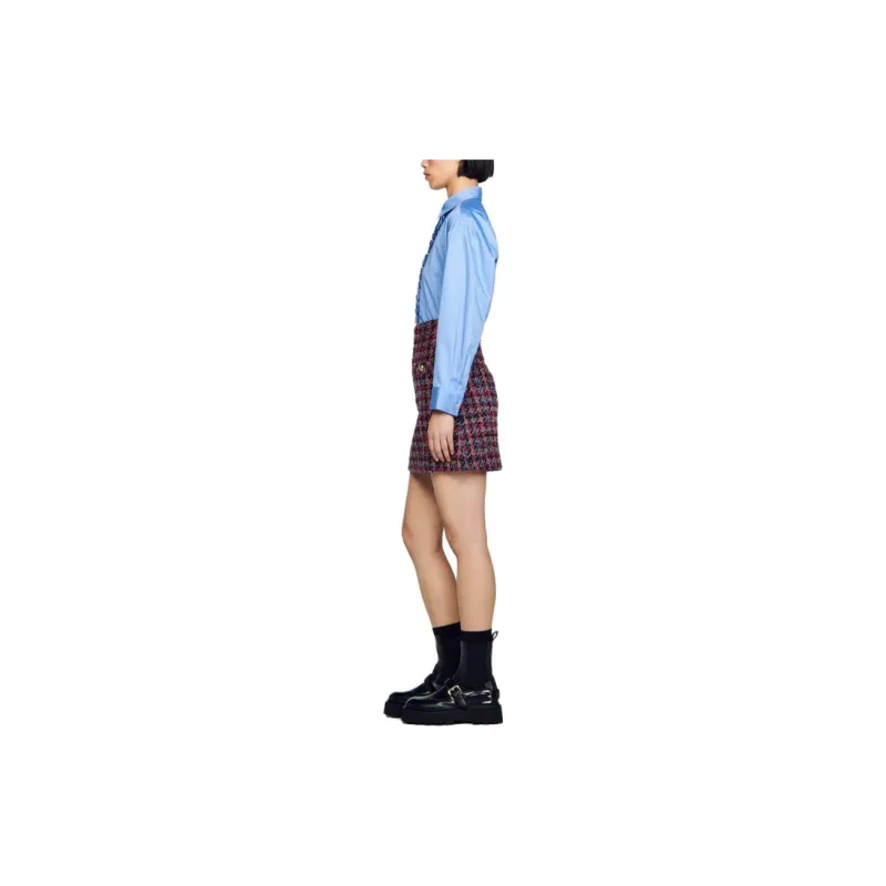 Sandro Button-embellished Tweed Miniskirt-1