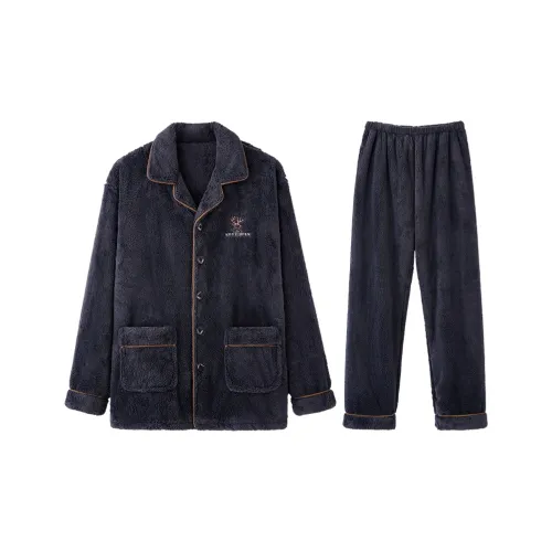 Lan Miao Pajama Set Men's Navy Blue