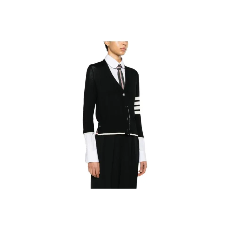 THOM BROWNE 4 Bar Button Up Cardigan-3