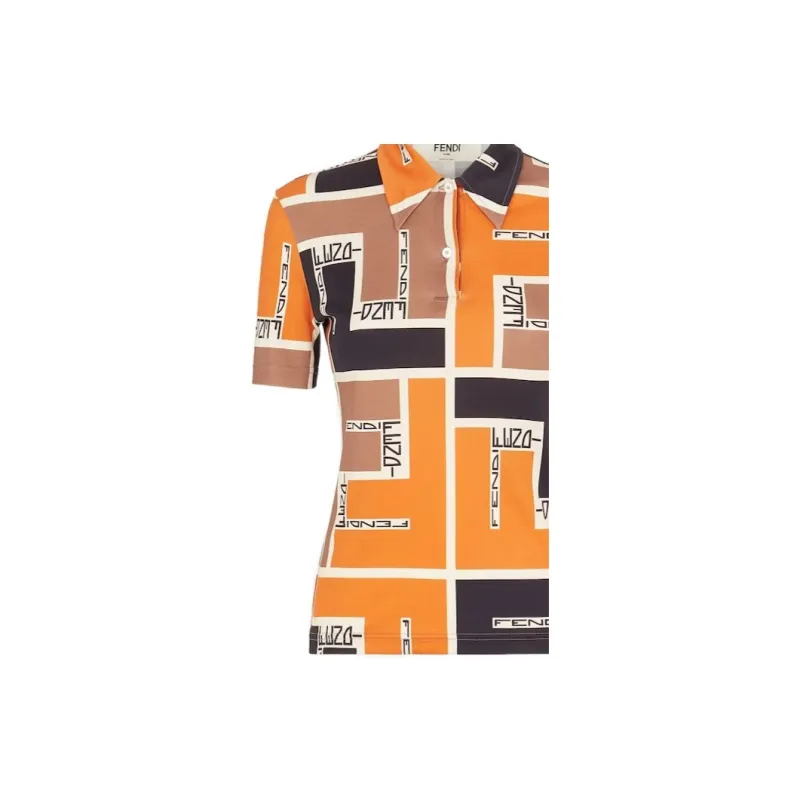 FENDI Ff Motif Short Sleeved Polo Shirt-6