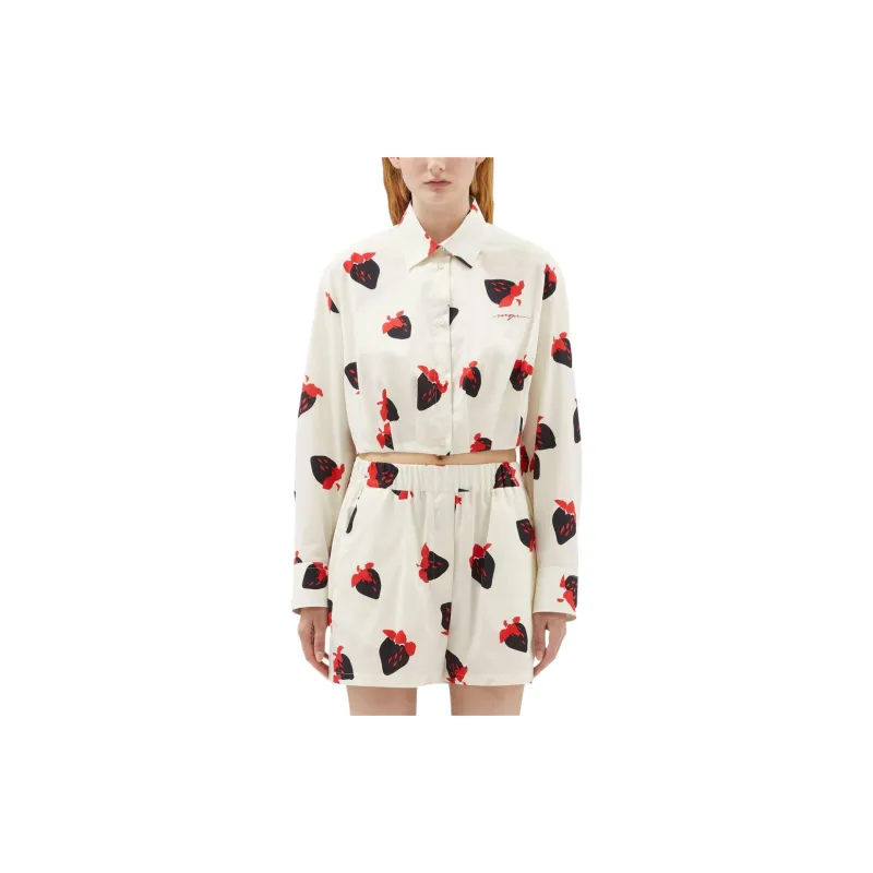 MSGM Strawberry Printed Cropped Shirt-1