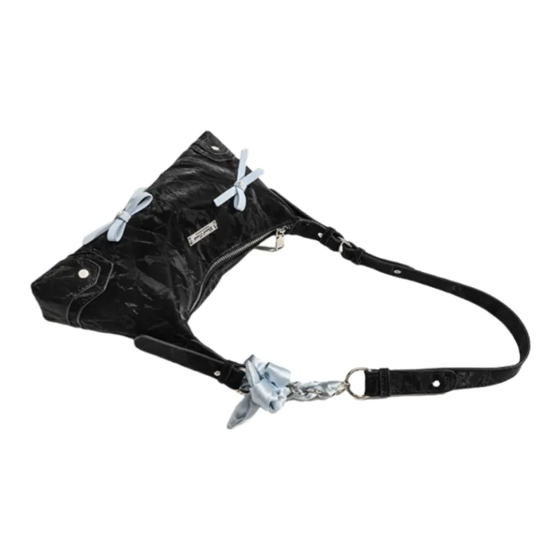 NOMK PU Shoulder Bag, Handbag, Shoulder Bag, Crossbody Bag Women's Silver/Black/White-5