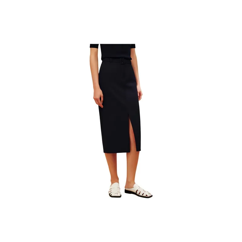 INSUN Casual Long Skirt Women's Navy Blue-4