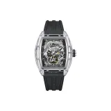 Transparent Case White Dial Black Rubber Strap