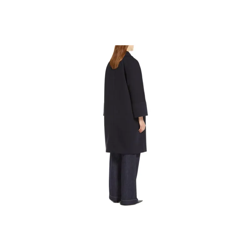 ’S MAX MARA Epopea Collection Double-Breasted Jersey Coat Coats Women's Dark Blue-2