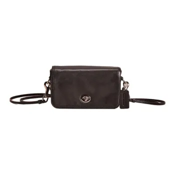 COACH Penny Glove Tanning Shoulder Bag Crossbody Bag Small Size Women's Silver & Black