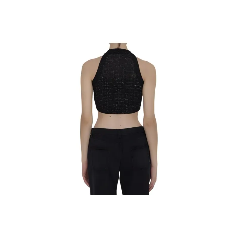 BALMAIN Halter Neck Cropped Top-2