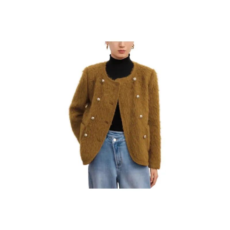 JZ. ANNAKRO Coats Women's Brown Yellow-2