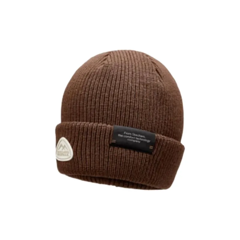 Skechers Acrylic, Sheep Wool, Wool Blend Beanies Unisex Dark Red Brown-0