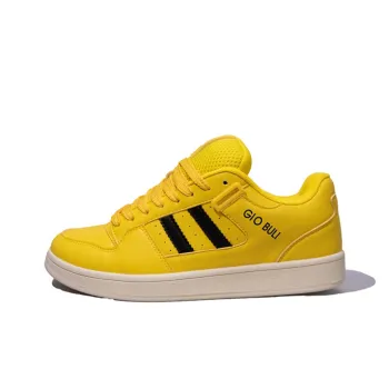 WJA Anti Slip Wear Resistant Lightweight Breathable Low Top Skateboard Shoes Unisex Electric Mother Yellow