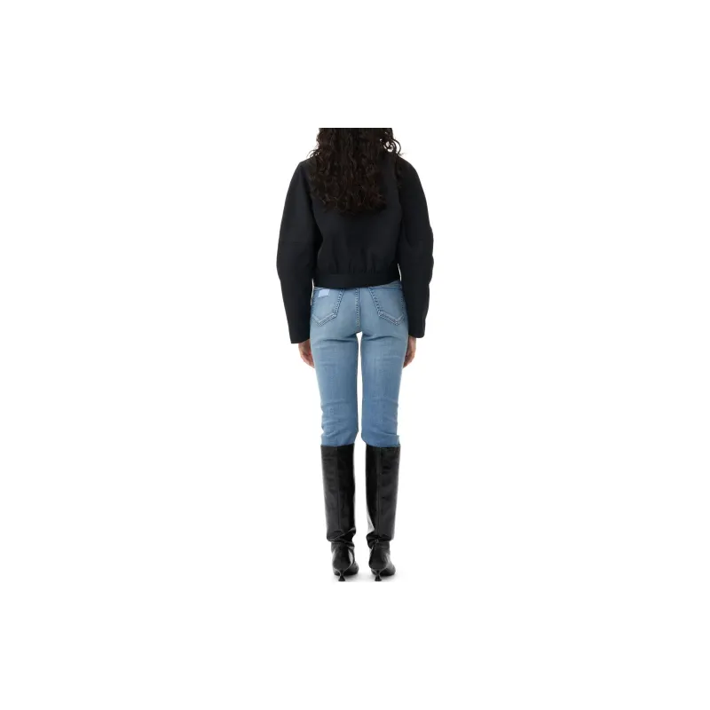 GANNI Heavy Twill Short Jacket Jackets & Coats Women's Black-3