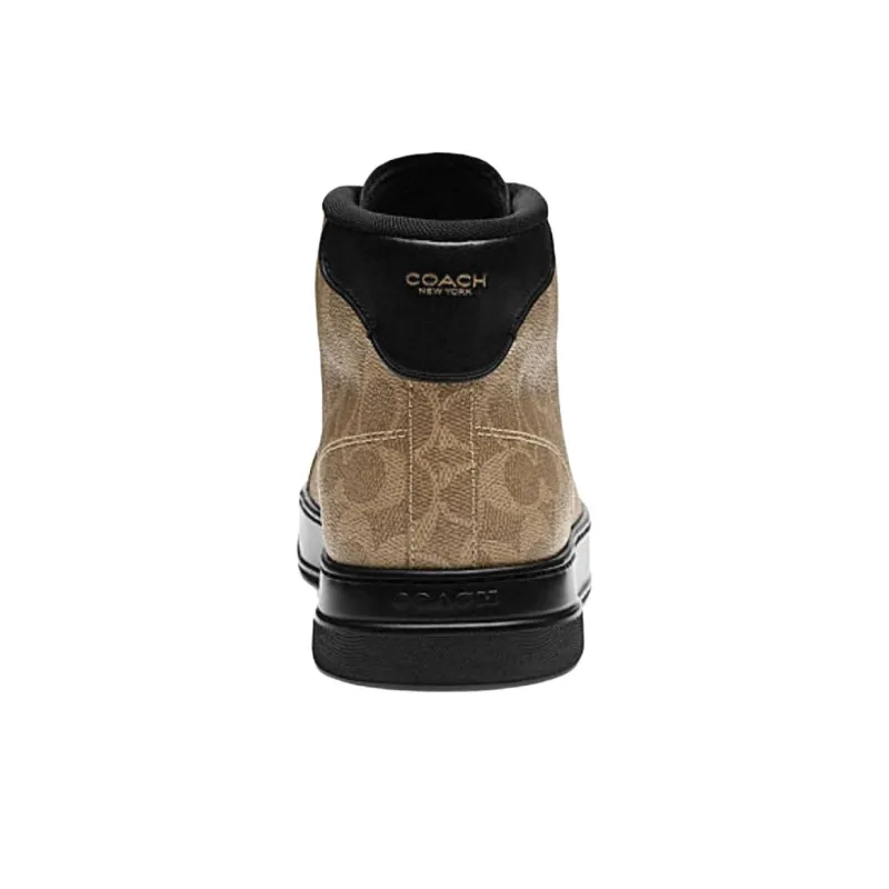 COACH Highline High Top Skateboard Shoes Men's Khaki-4