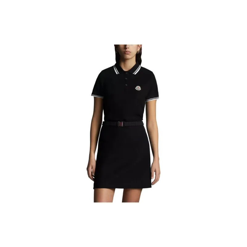 Moncler FW23 Logo Patch Polo Shirt Polo Shirt Women's Black-1